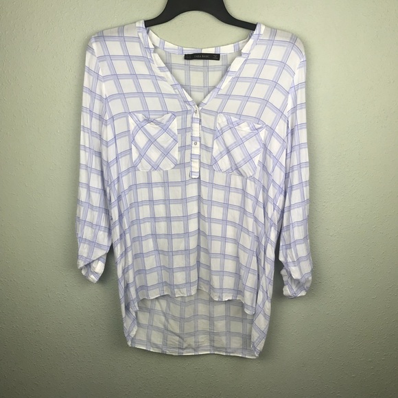 Zara Tops - [Zara] Basic White Check Print Long Sleeve Top